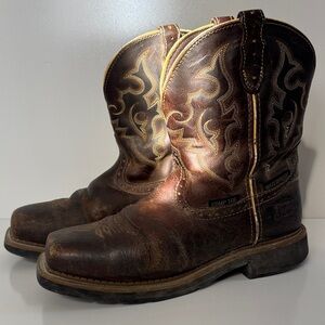 Justin Women's Brown Leather Cowgirl Work Boots with Comp Toe & Waterproof